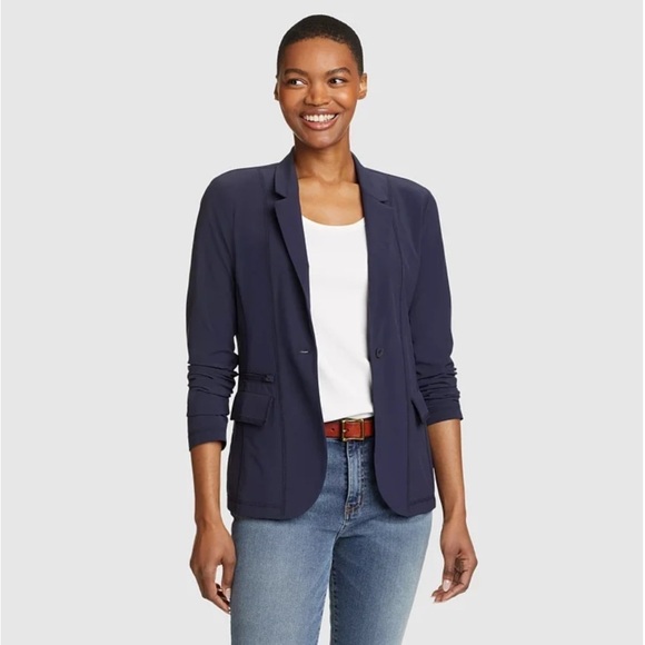 Eddie Bauer Women's Departure Blazer in a Navy Atlantic Color - Picture 4 of 4